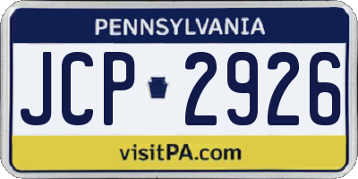 PA license plate JCP2926