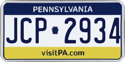 PA license plate JCP2934
