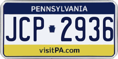 PA license plate JCP2936