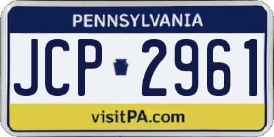 PA license plate JCP2961