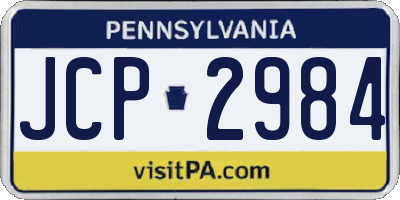 PA license plate JCP2984
