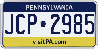 PA license plate JCP2985