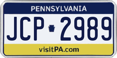 PA license plate JCP2989