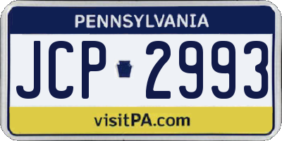PA license plate JCP2993