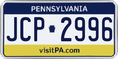 PA license plate JCP2996
