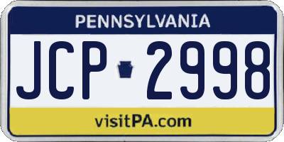 PA license plate JCP2998