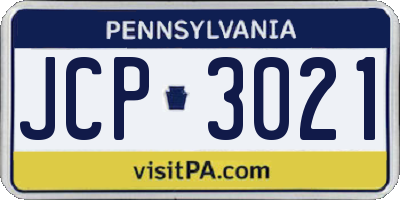 PA license plate JCP3021