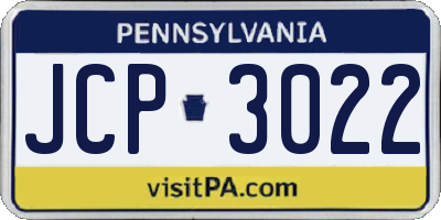 PA license plate JCP3022