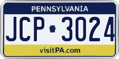 PA license plate JCP3024