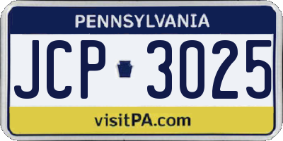 PA license plate JCP3025