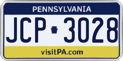PA license plate JCP3028