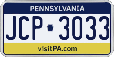 PA license plate JCP3033