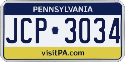 PA license plate JCP3034