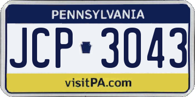 PA license plate JCP3043