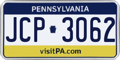 PA license plate JCP3062