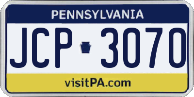 PA license plate JCP3070