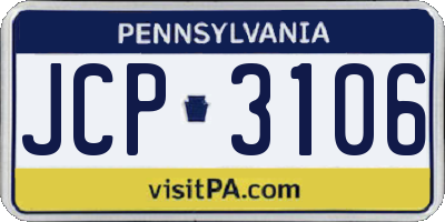 PA license plate JCP3106