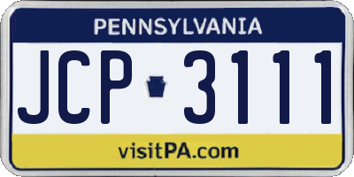 PA license plate JCP3111