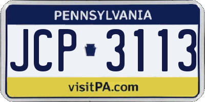 PA license plate JCP3113