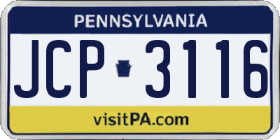 PA license plate JCP3116