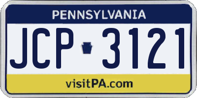 PA license plate JCP3121