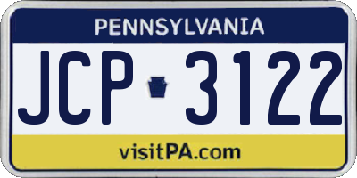 PA license plate JCP3122