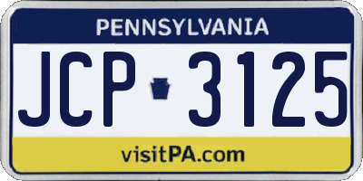 PA license plate JCP3125