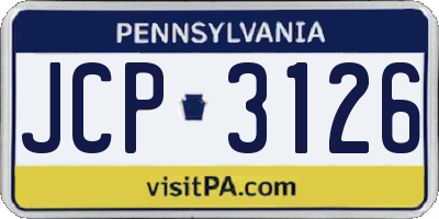 PA license plate JCP3126