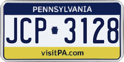 PA license plate JCP3128