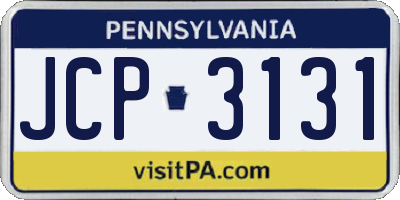 PA license plate JCP3131