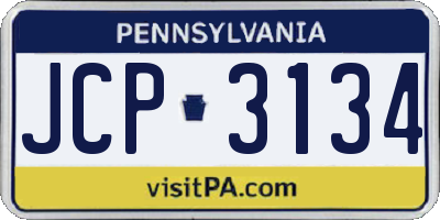 PA license plate JCP3134
