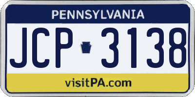PA license plate JCP3138