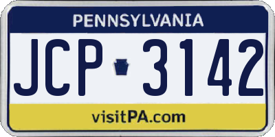 PA license plate JCP3142