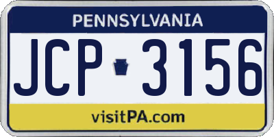PA license plate JCP3156