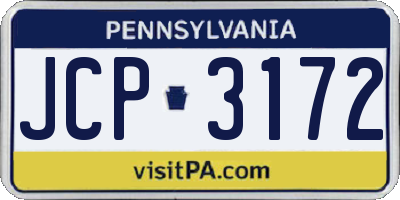 PA license plate JCP3172