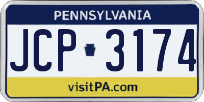 PA license plate JCP3174