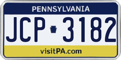 PA license plate JCP3182