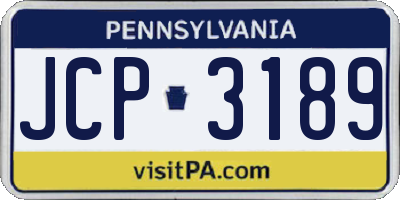 PA license plate JCP3189