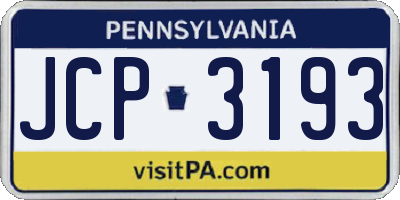 PA license plate JCP3193