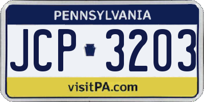 PA license plate JCP3203