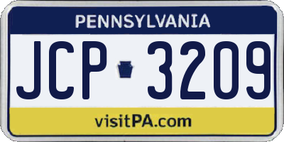PA license plate JCP3209
