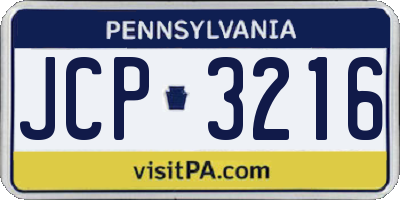 PA license plate JCP3216