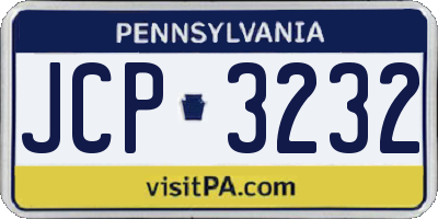 PA license plate JCP3232