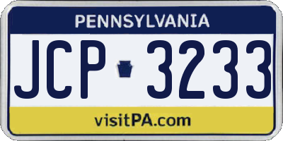 PA license plate JCP3233