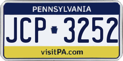 PA license plate JCP3252