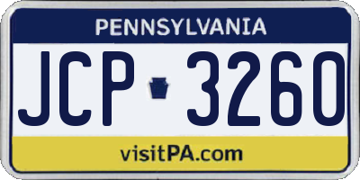 PA license plate JCP3260