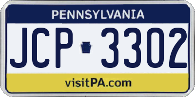 PA license plate JCP3302