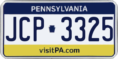 PA license plate JCP3325