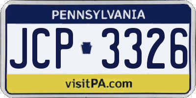 PA license plate JCP3326