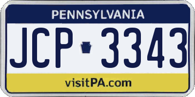 PA license plate JCP3343